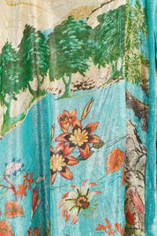 Product shot of the Montpellier Wrap Dress in colour Print (Blue), detail