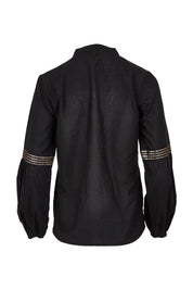 Product shot of the Moonshine Cotton Shirt in colour Black (Black), from the back