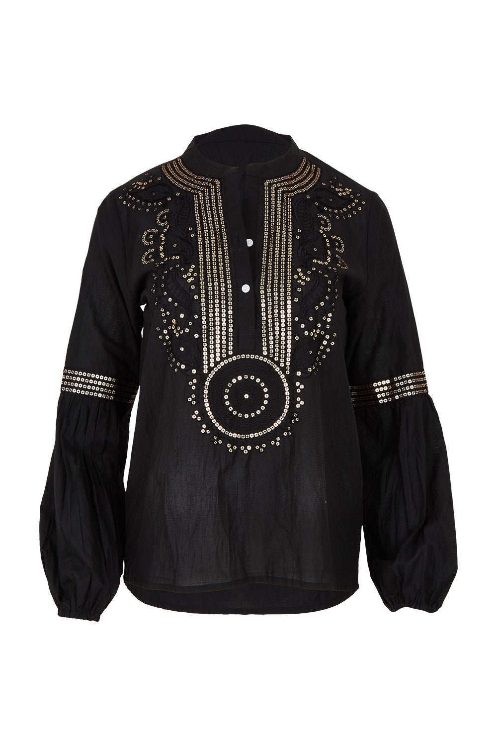 Product shot of the Moonshine Cotton Shirt in colour Black (Black), from the front