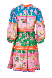Product shot of the Ohana Cotton Dress in colour Pink (Pink), from the back
