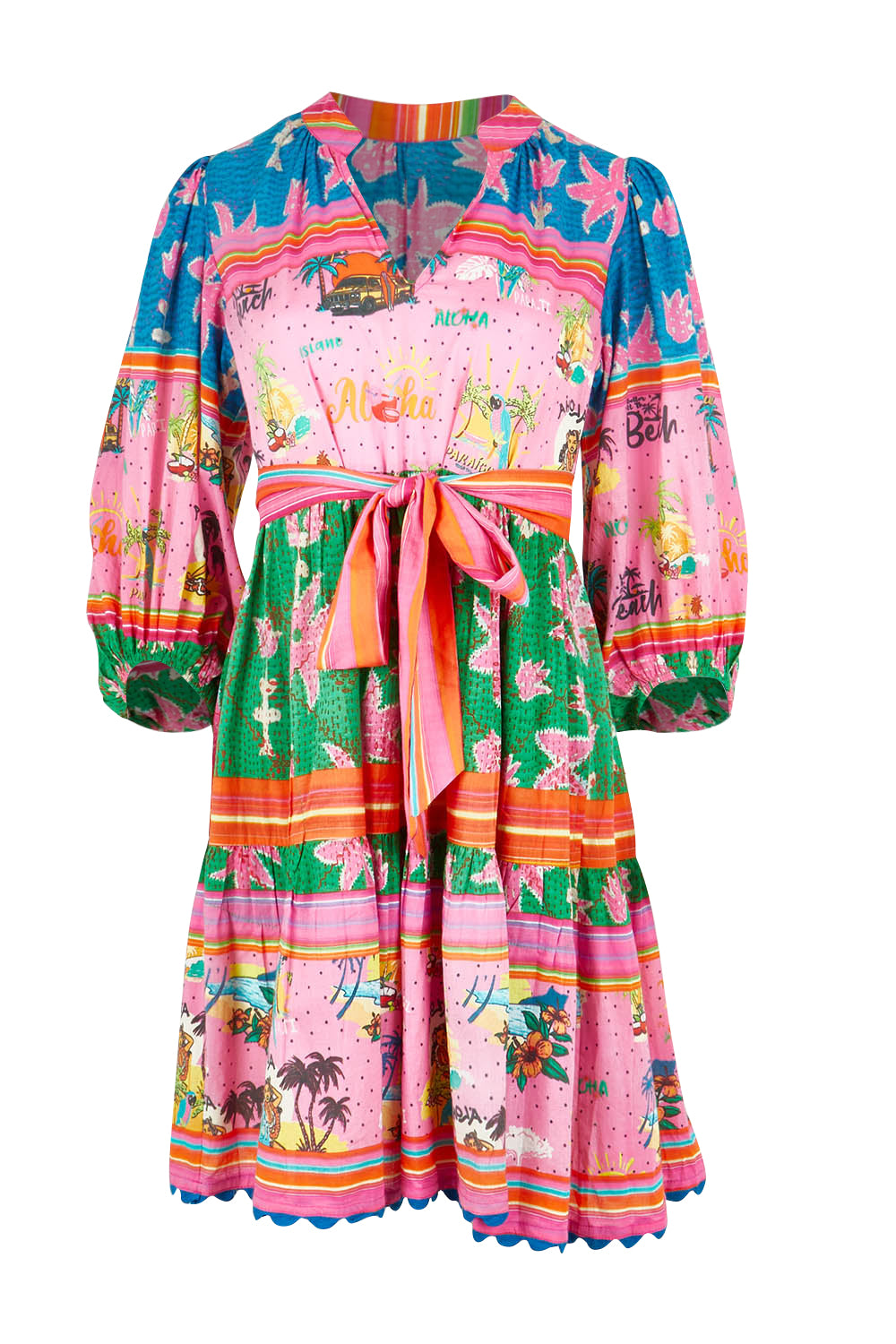 Product shot of the Ohana Cotton Dress in colour Pink (Pink), from the front