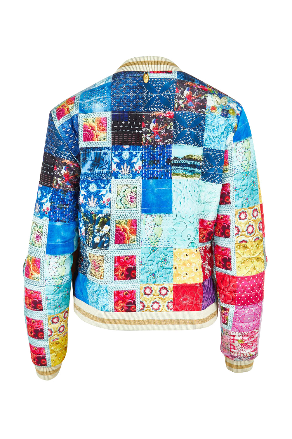Product shot of the Oklahoma Quilted Jacket in colour Multi (Blue), from the back