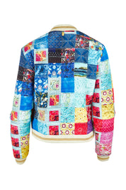 Product shot of the Oklahoma Quilted Jacket in colour Multi (Blue), from the back