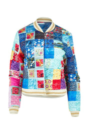 Product shot of the Oklahoma Quilted Jacket in colour Multi (Blue), from the front