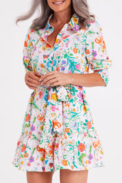 Model Luisa wearing size S of the Olivet Dress in colour White (White), from the front, cropped image