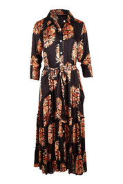 Product shot of the Paisley Dress in colour Black (Black), from the front
