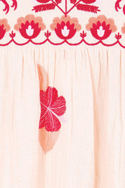 Product shot of the Palmy Sundress – Pink in colour Pink, showing detail