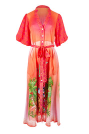 Product shot of the Paradis Maxi Dress in colour Pink (Pink), from the front
