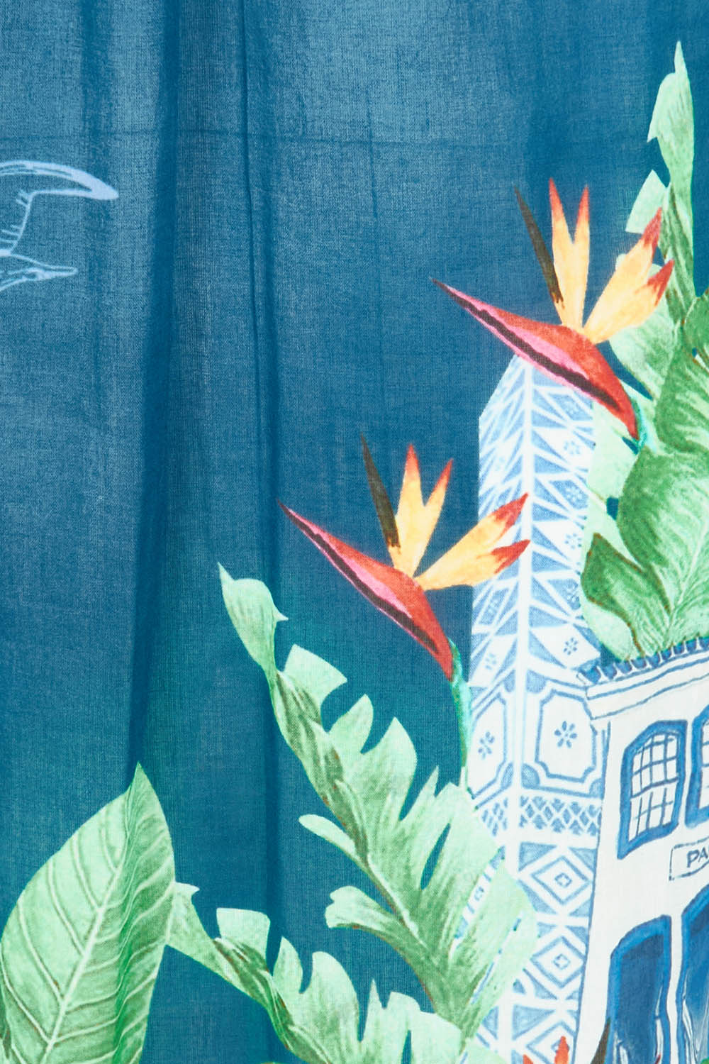 Product shot of the Paraty Cotton Kaftan Dress in colour Multi (Blue), detail
