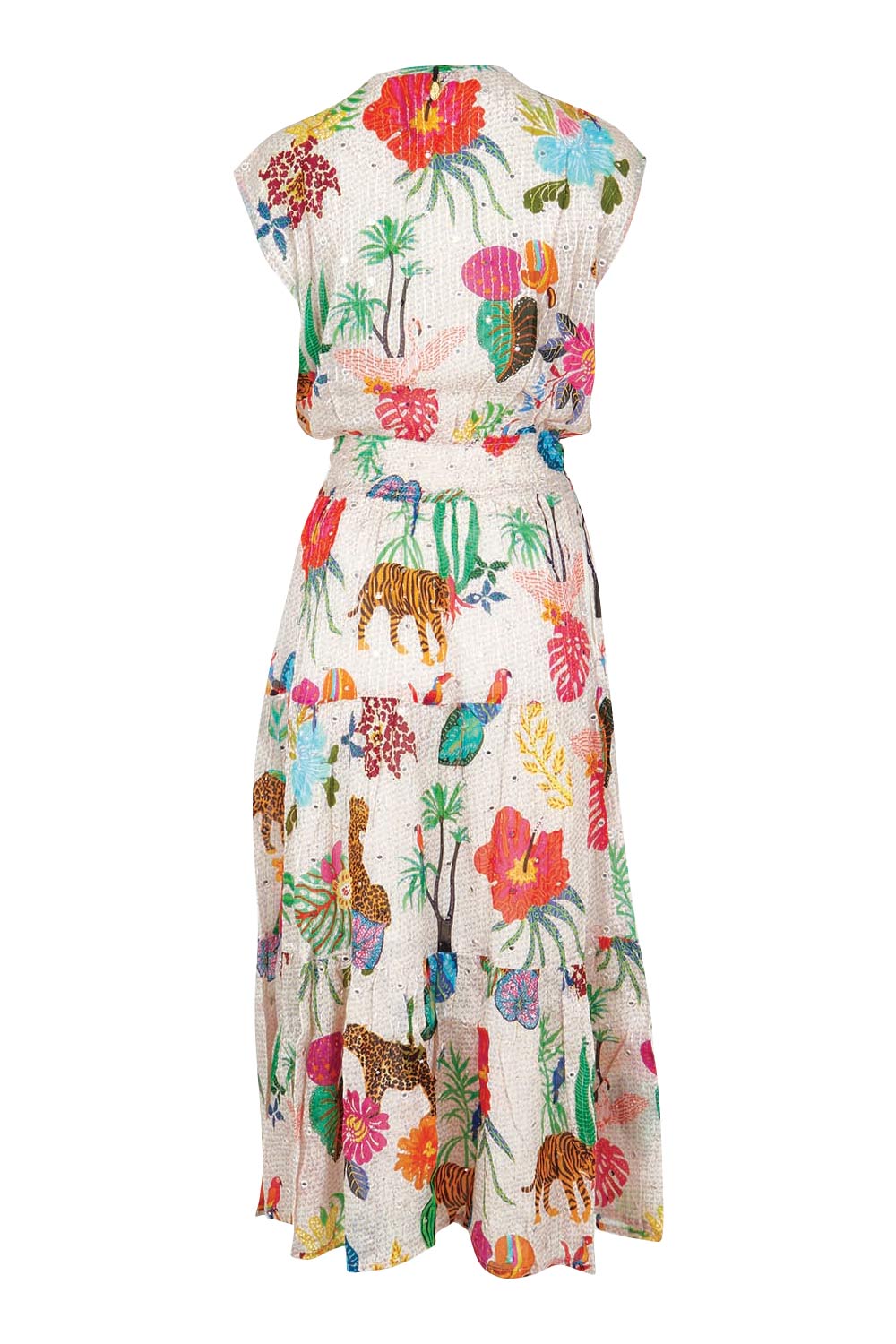Product shot of the Pretoria Maxi Dress in colour Cream, from the back