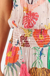 Product shot of the Pretoria Maxi Dress in colour Cream, detail