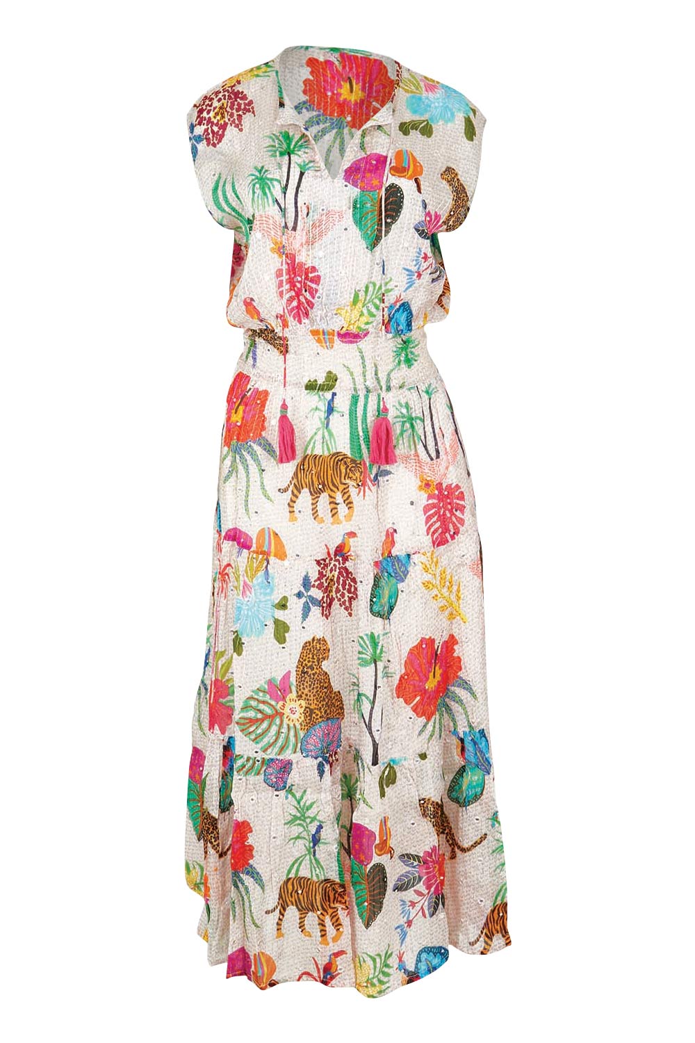 Product shot of the Pretoria Maxi Dress in colour Cream, from the front