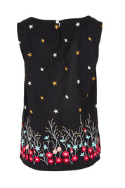 Product shot of the Provence Cotton Tank Top in colour Black (Black), from the back