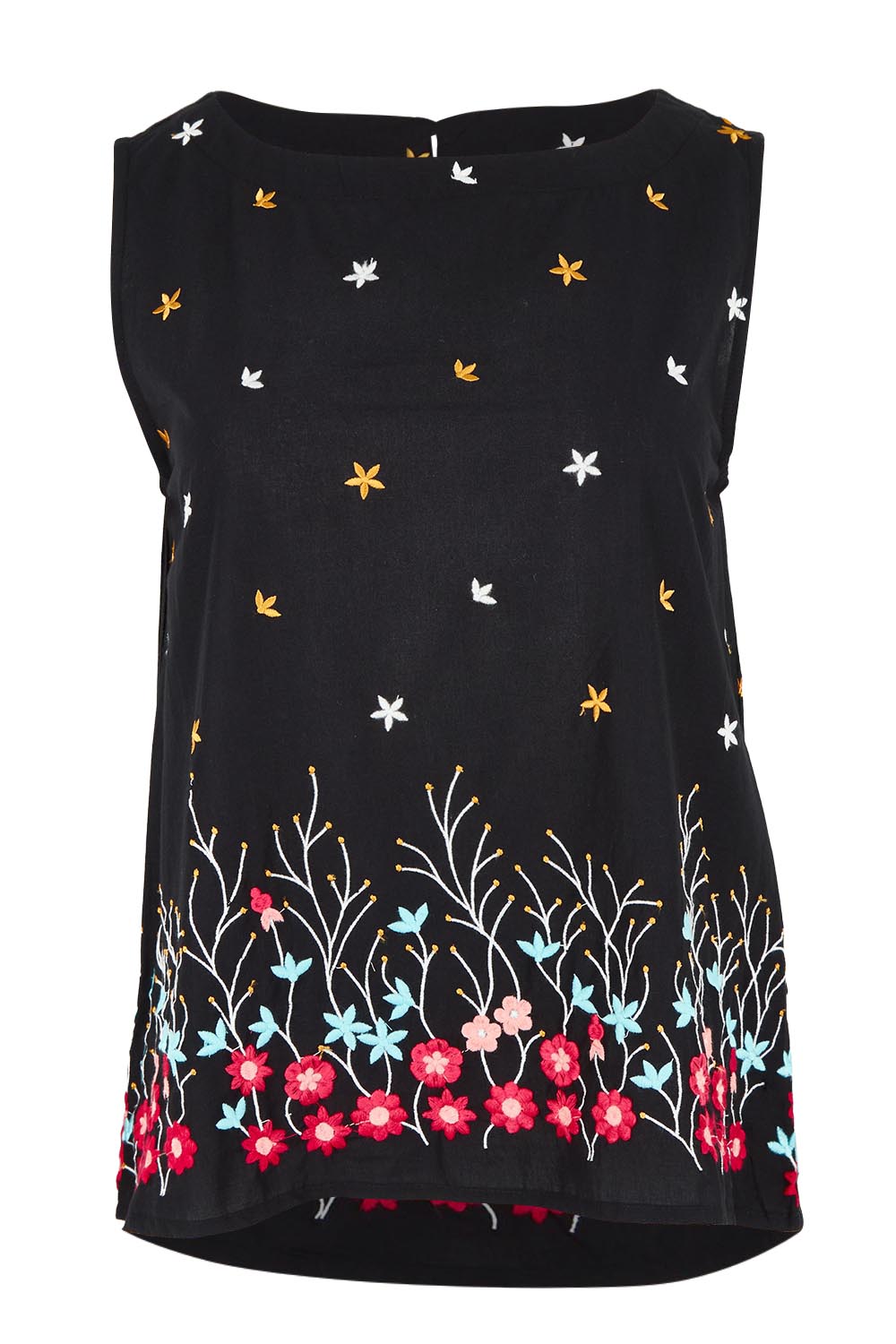 Product shot of the Provence Cotton Tank Top in colour Black (Black), from the front