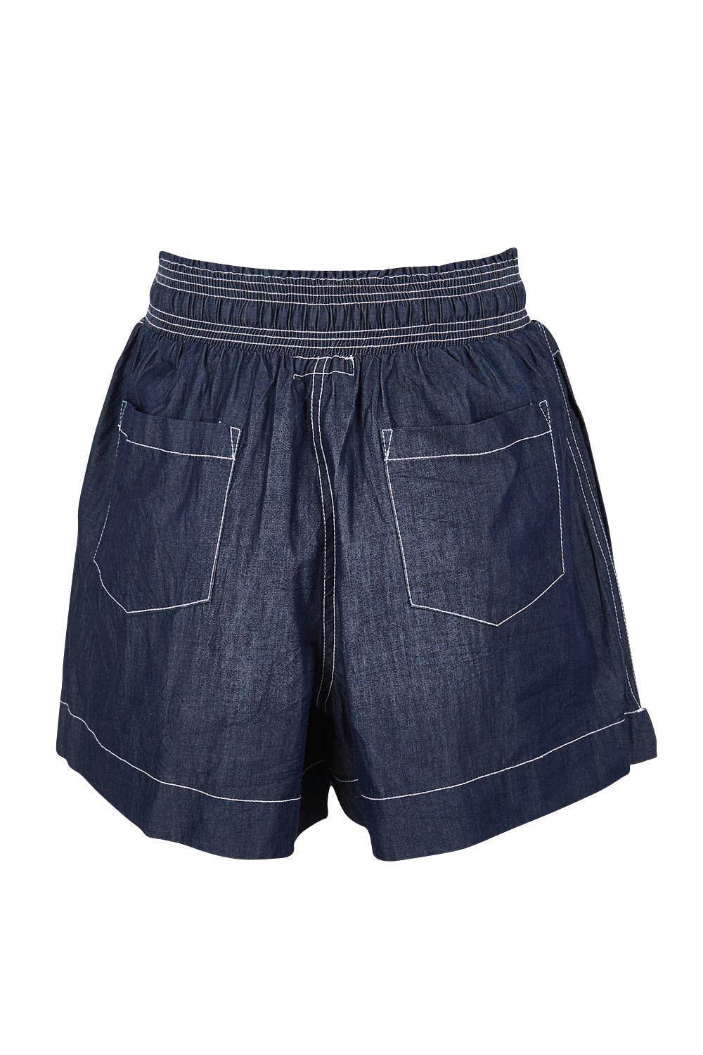 Product shot of the Pula Short – Denim in colour Denim, from the back