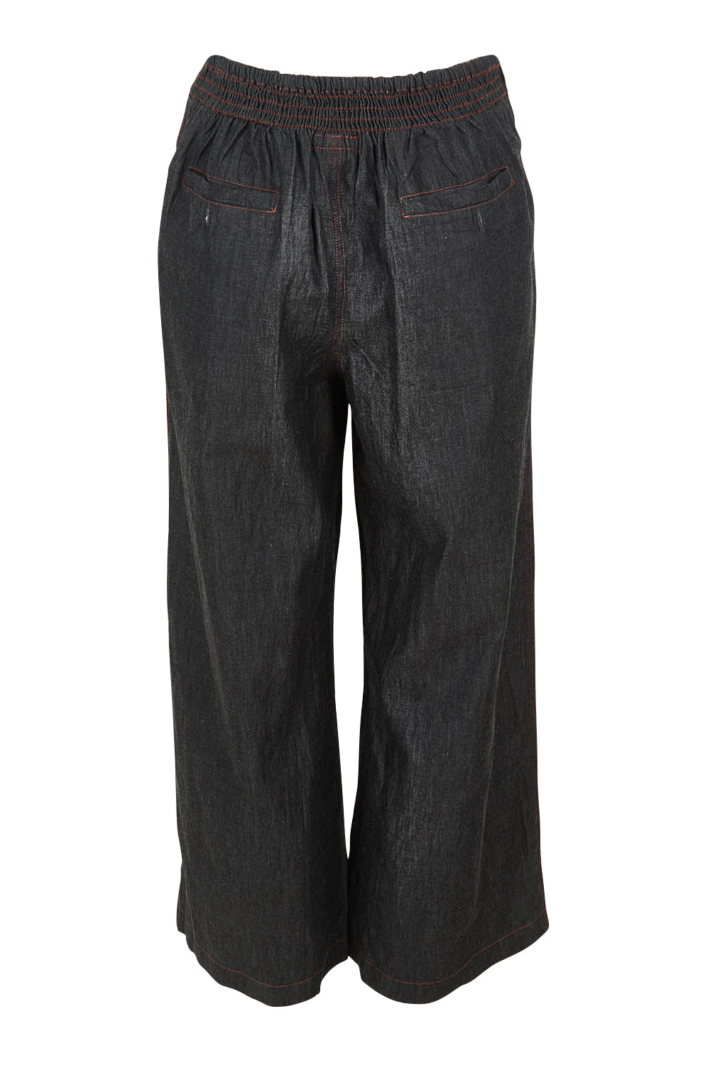 Product shot of the Pula Denim Pant in colour Black (Black), from the back