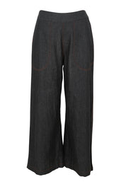 Product shot of the Pula Denim Pant in colour Black (Black), from the front