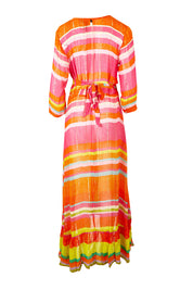 Product shot of the Riviera Wrap Dress in colour Red (Pink), from the back