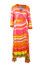 Product shot of the Riviera Wrap Dress in colour Red (Pink), from the front