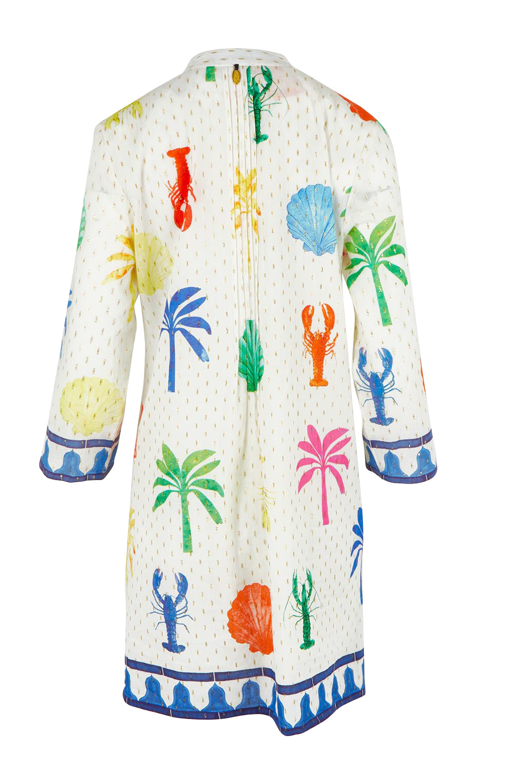 Product shot of the Rock Lobster Cotton Dress in colour Print (White), from the back