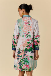 Model Genericm wearing size sample of the Roseanne Shirtmaker Dress – Multi in colour Multi, from the back