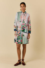 Model Genericm wearing size sample of the Roseanne Shirtmaker Dress – Multi in colour Multi, from the front