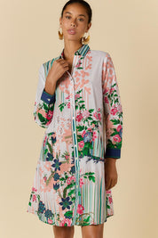 Model Genericm wearing size sample of the Roseanne Shirtmaker Dress – Multi in colour Multi, from the front