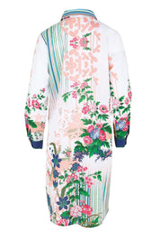 Product shot of the Roseanne Shirtmaker Dress – Multi in colour Multi, from the back