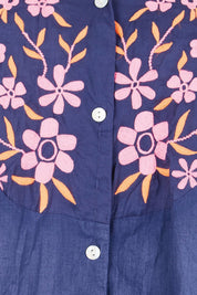 Product shot of the Sasha Shirtmaker Dress – Navy in colour Navy, showing detail