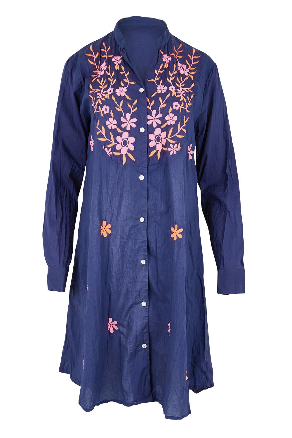 Product shot of the Sasha Shirtmaker Dress – Navy in colour Navy, from the front
