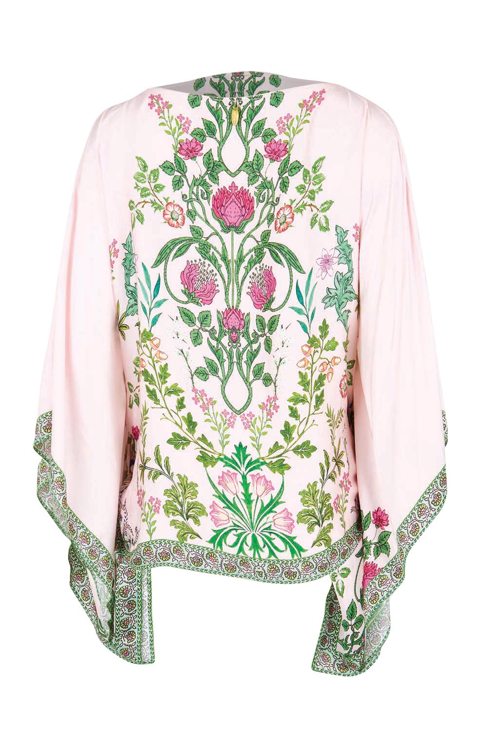 Product shot of the Tatiana Poncho – Pink in colour Pink, from the back