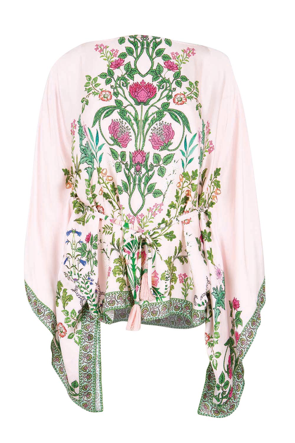 Product shot of the Tatiana Poncho – Pink in colour Pink, from the front