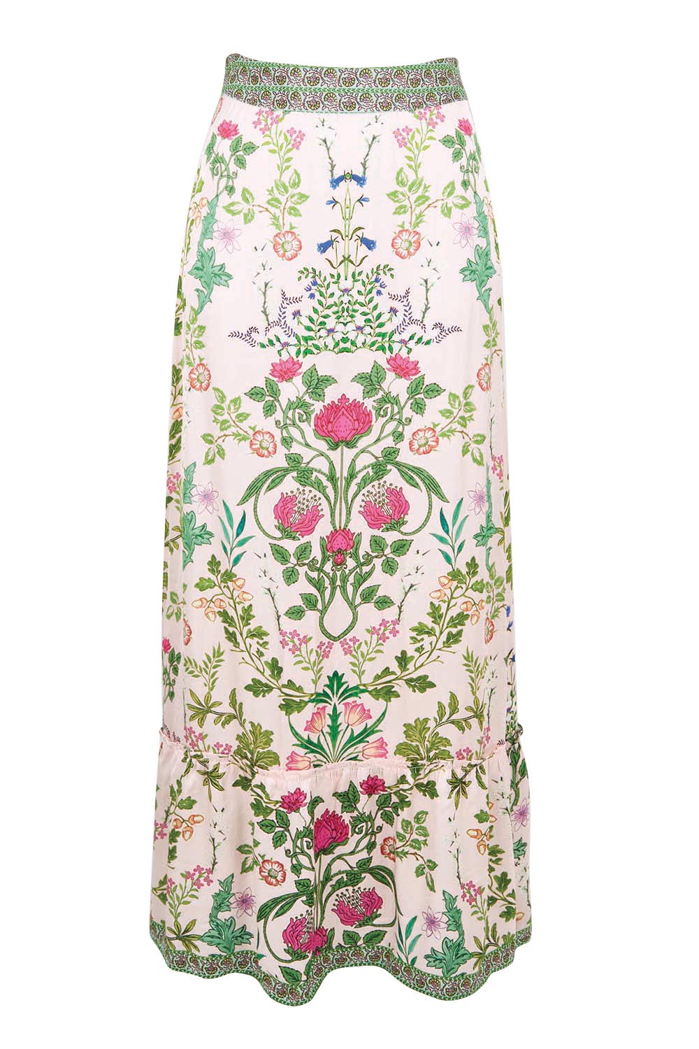 Product shot of the Tatiana Skirt – Pink in colour Pink, from the front