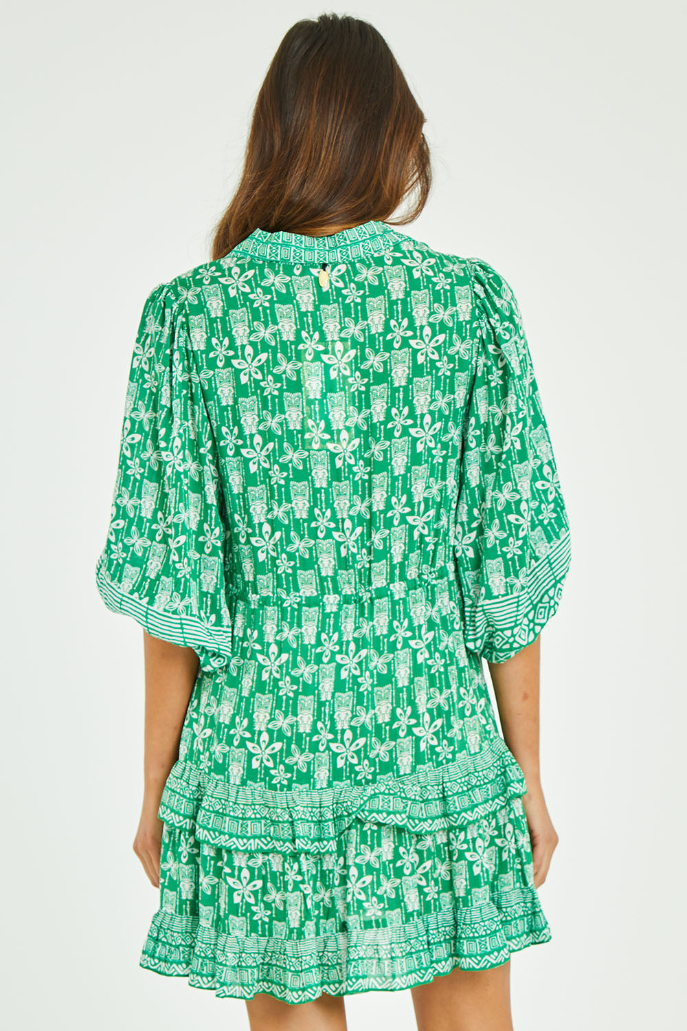 Preloved Tiki Tiered Dress - Emerald