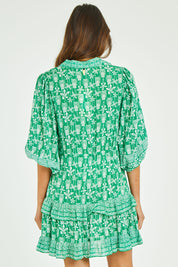 Preloved Tiki Tiered Dress - Emerald