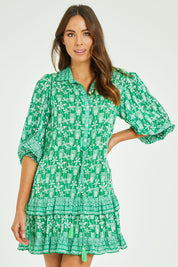 Preloved Tiki Tiered Dress - Emerald
