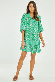 Preloved Tiki Tiered Dress - Emerald