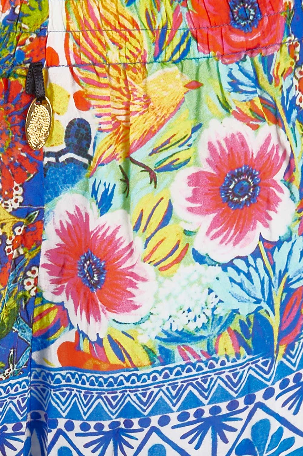 Product shot of the Toucan Pant in colour Print (Blue), detail