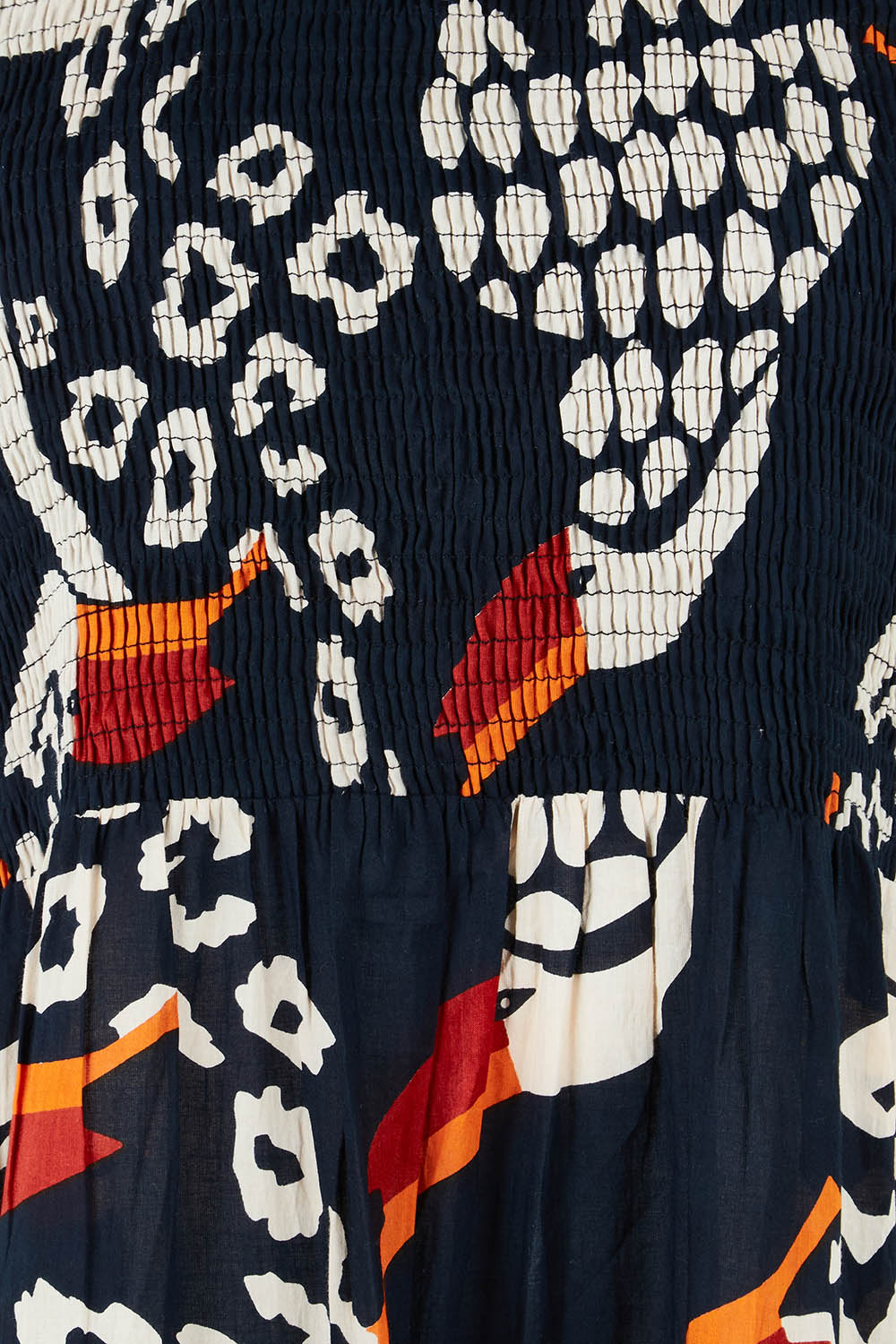 Product shot of the Toucan Cotton Maxi Dress in colour Multi (Black), detail