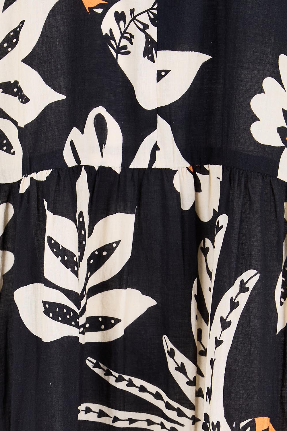 Product shot of the Tucan Cotton Maxi Dress – Black in colour Black, showing detail