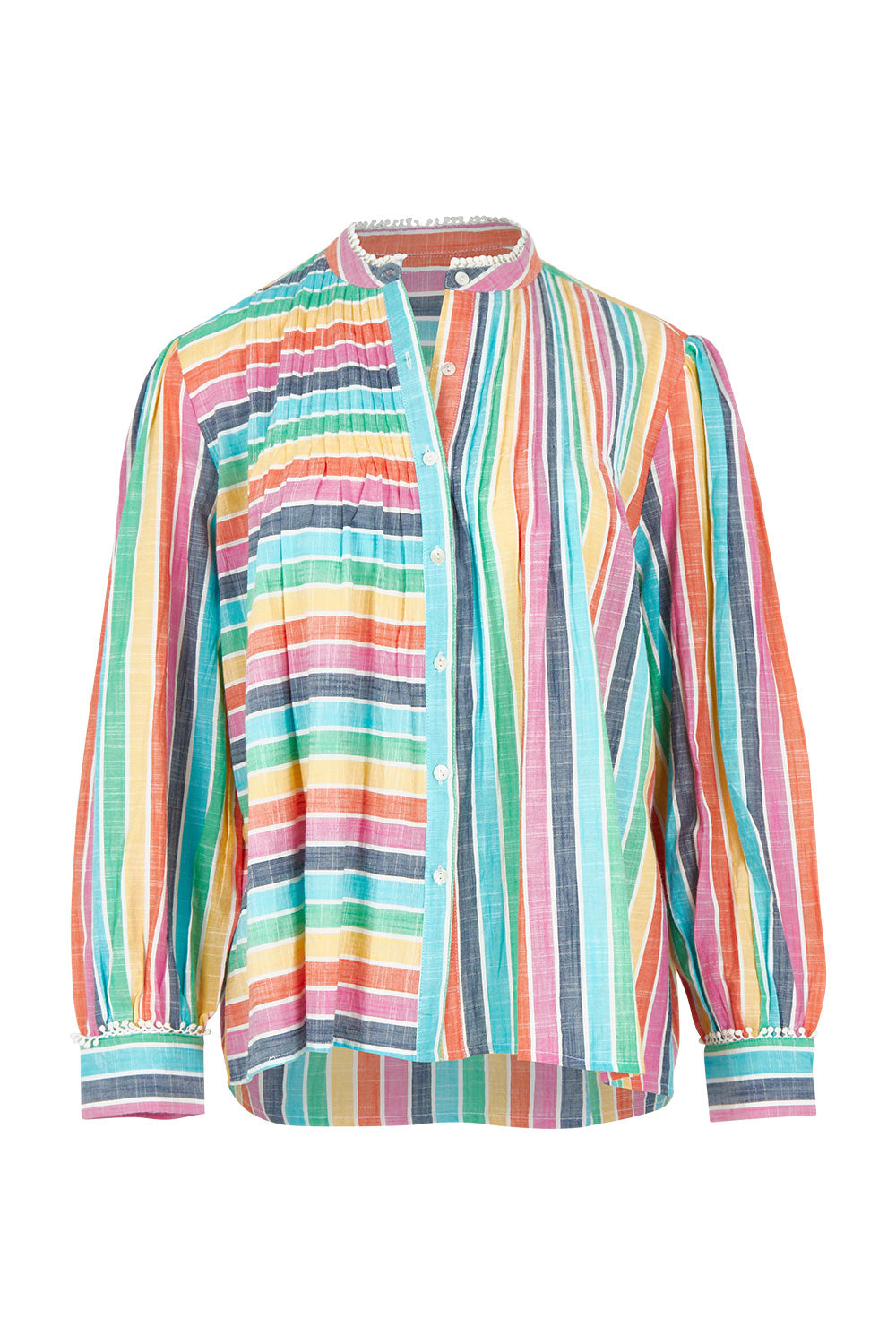 Product shot of the Vishnik Cotton Shirt in colour Stripe, from the front