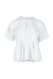 Product shot of the Vivian Cotton Top in colour White (White), from the front