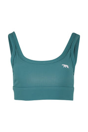 Product shot of the Scoop It Up Sports Bra in colour Sage (Green), from the front