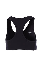 Product shot of the No Bounce Sports Bra in colour Black (Black), from the back