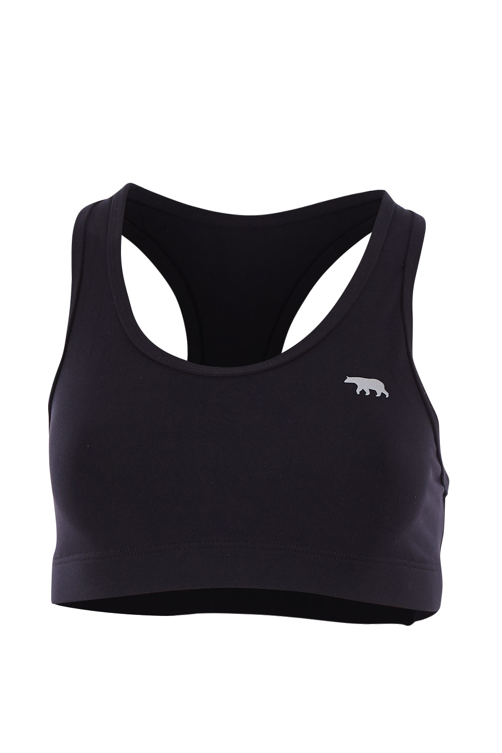 Product shot of the No Bounce Sports Bra in colour Black (Black), from the front