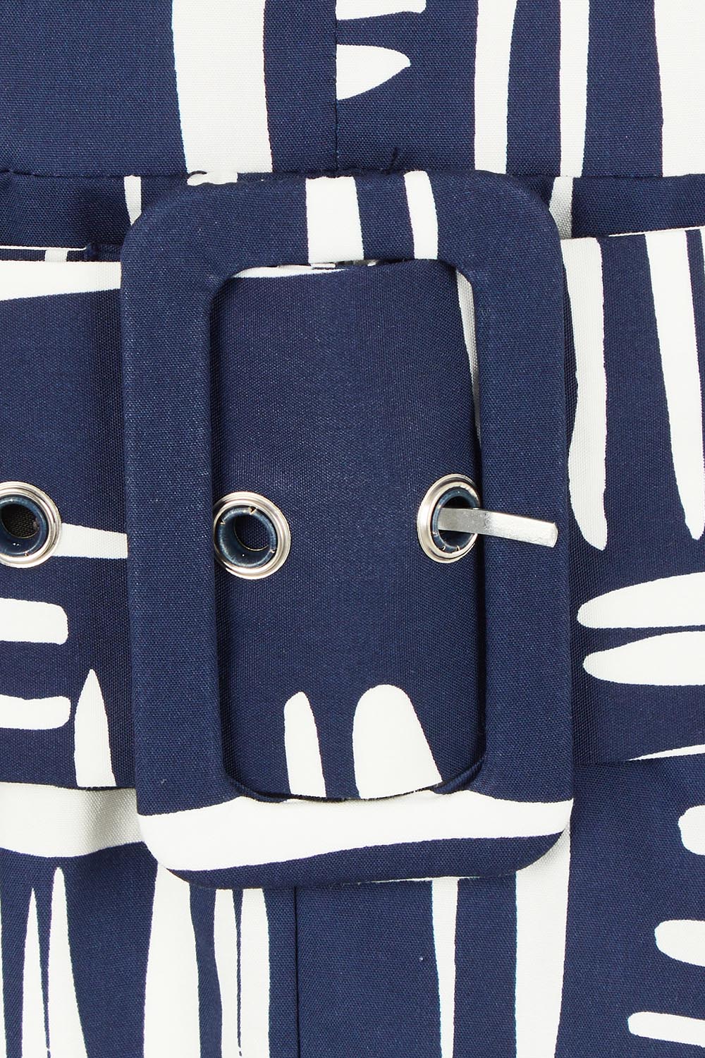Product shot of the Clermont Cotton Fit And Flare Dress in colour Navy (Blue), detail
