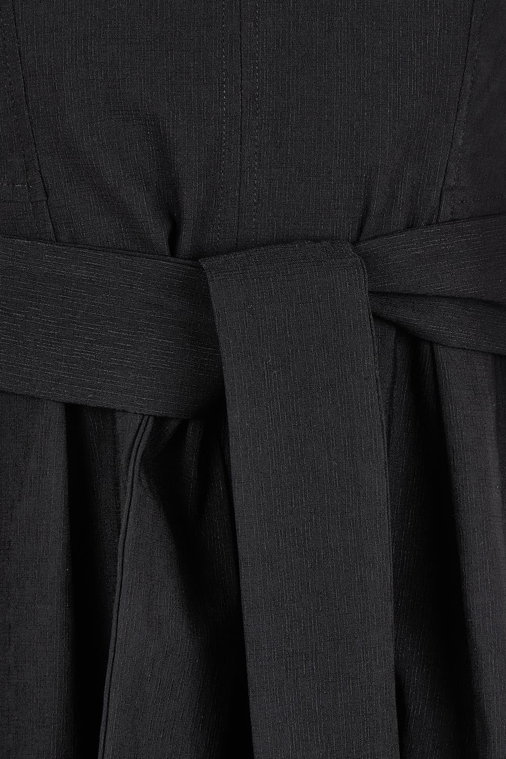 Product shot of the Zip Front Fit & Flare Dress in colour Black (Black), detail
