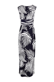 Product shot of the Moonshadow Palm Maxi Dress in colour Navy (Blue), from the back
