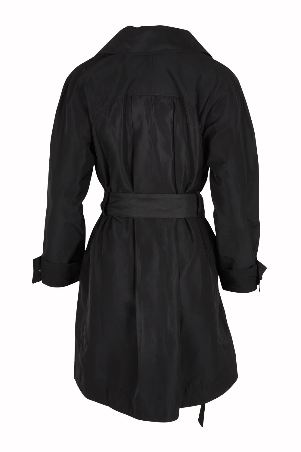 Product shot of the Noir Trench in colour Black (Black), from the back