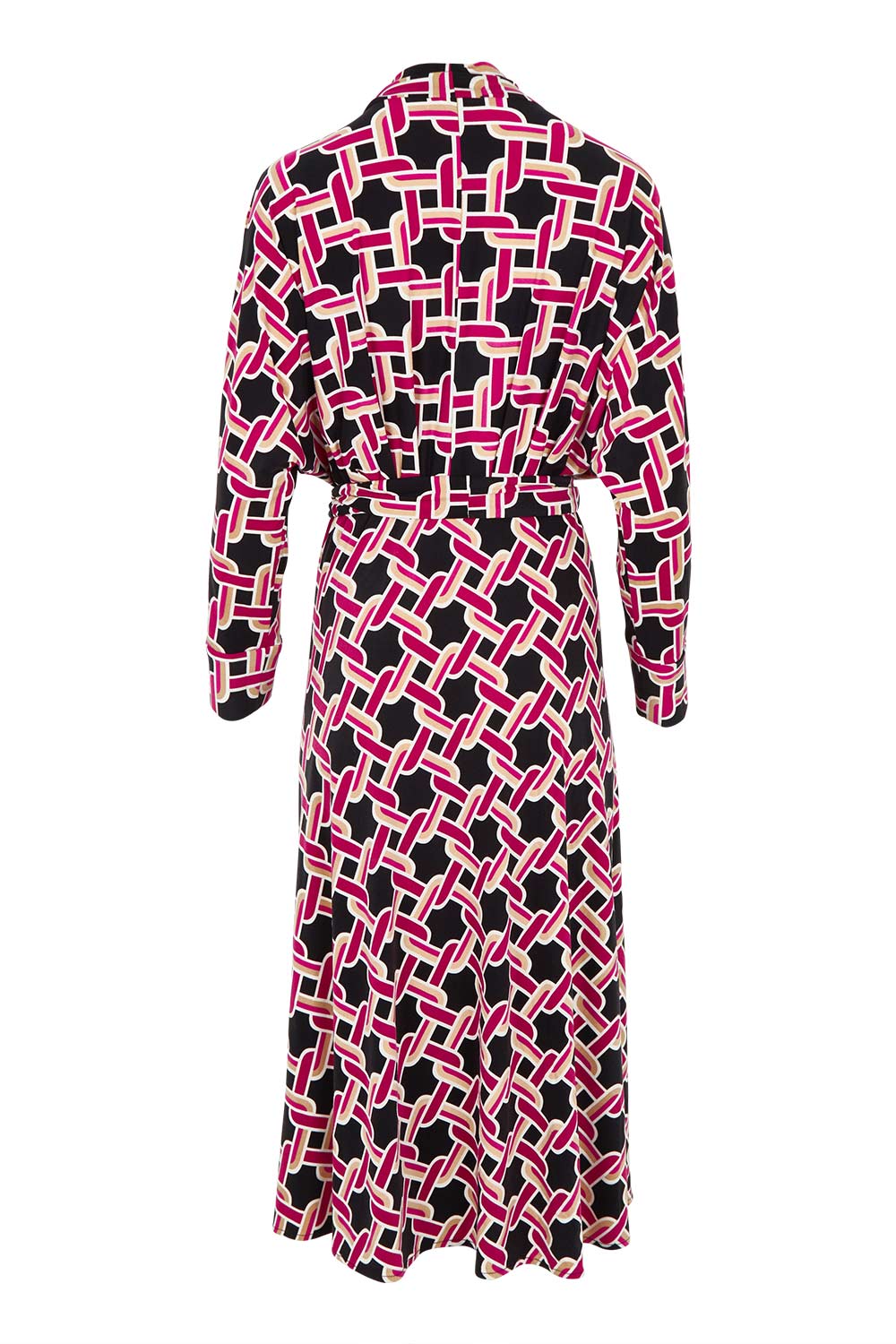 Product shot of the Rovel Dolman Dress in colour Magenta, from the back